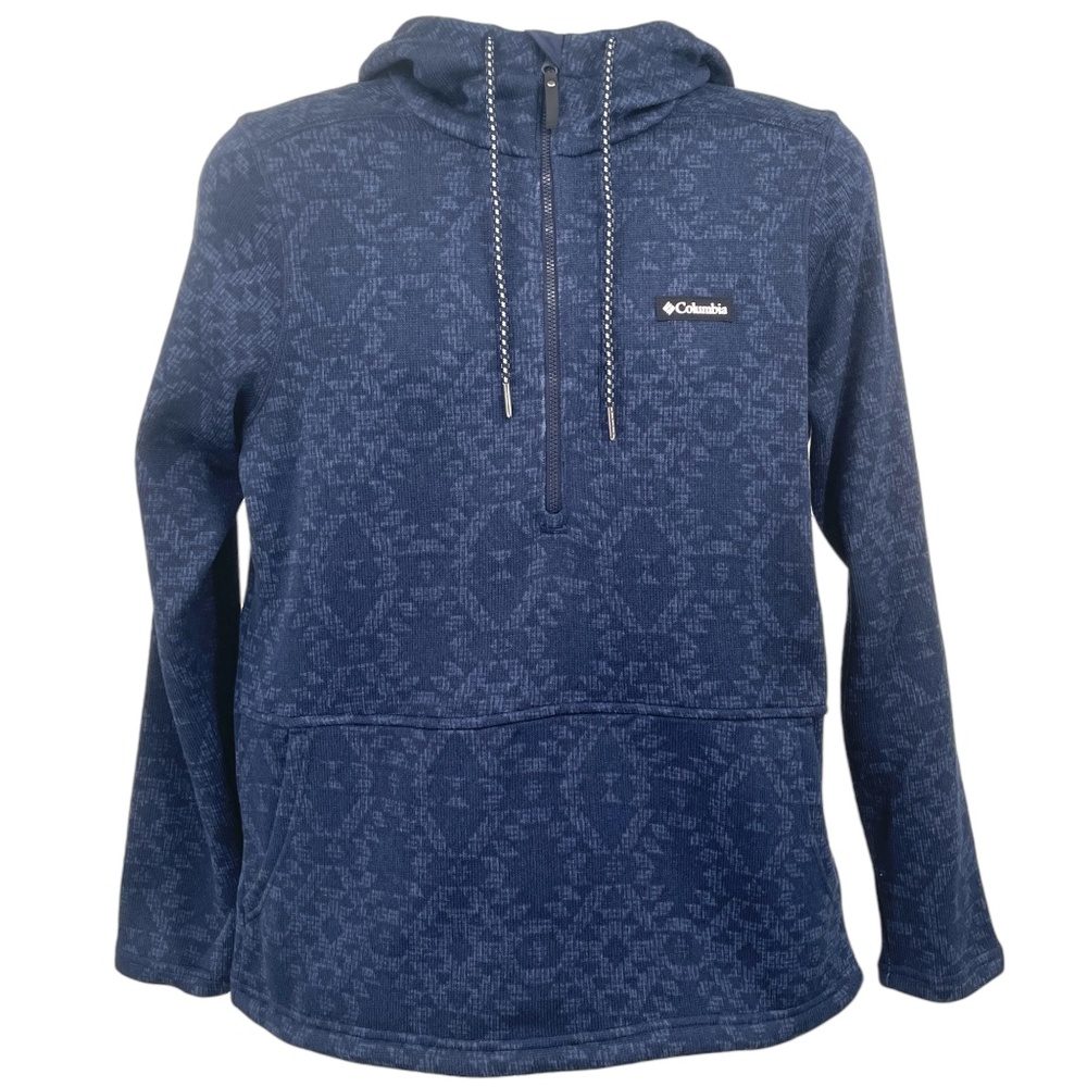 Like New Columbia Wmn's Fox Glacier Hooded Half Zip Sweater Jacket, Blue, Size M